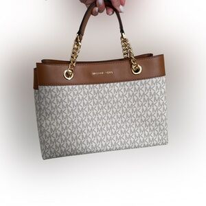 Michael Kors Tan and Cream Signature Tote